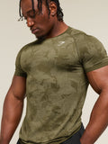Gymshark Geo Seamless T-Shirt — Canvas Green/Chalk Beige — 4
