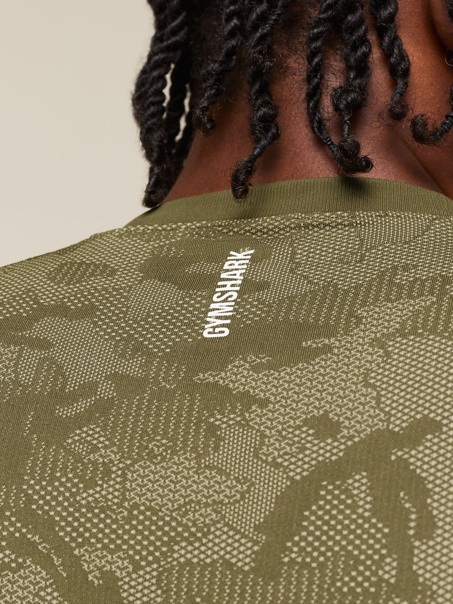 Gymshark Geo Seamless T-Shirt — Canvas Green/Chalk Beige — 5
