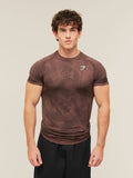 Gymshark Geo Seamless T-Shirt — Espresso Brown/Black — 3