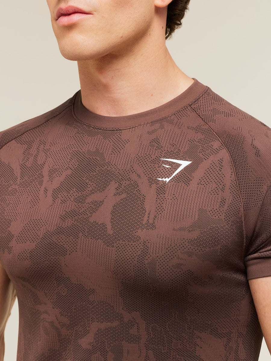 Gymshark Geo Seamless T-Shirt — Espresso Brown/Black — 4