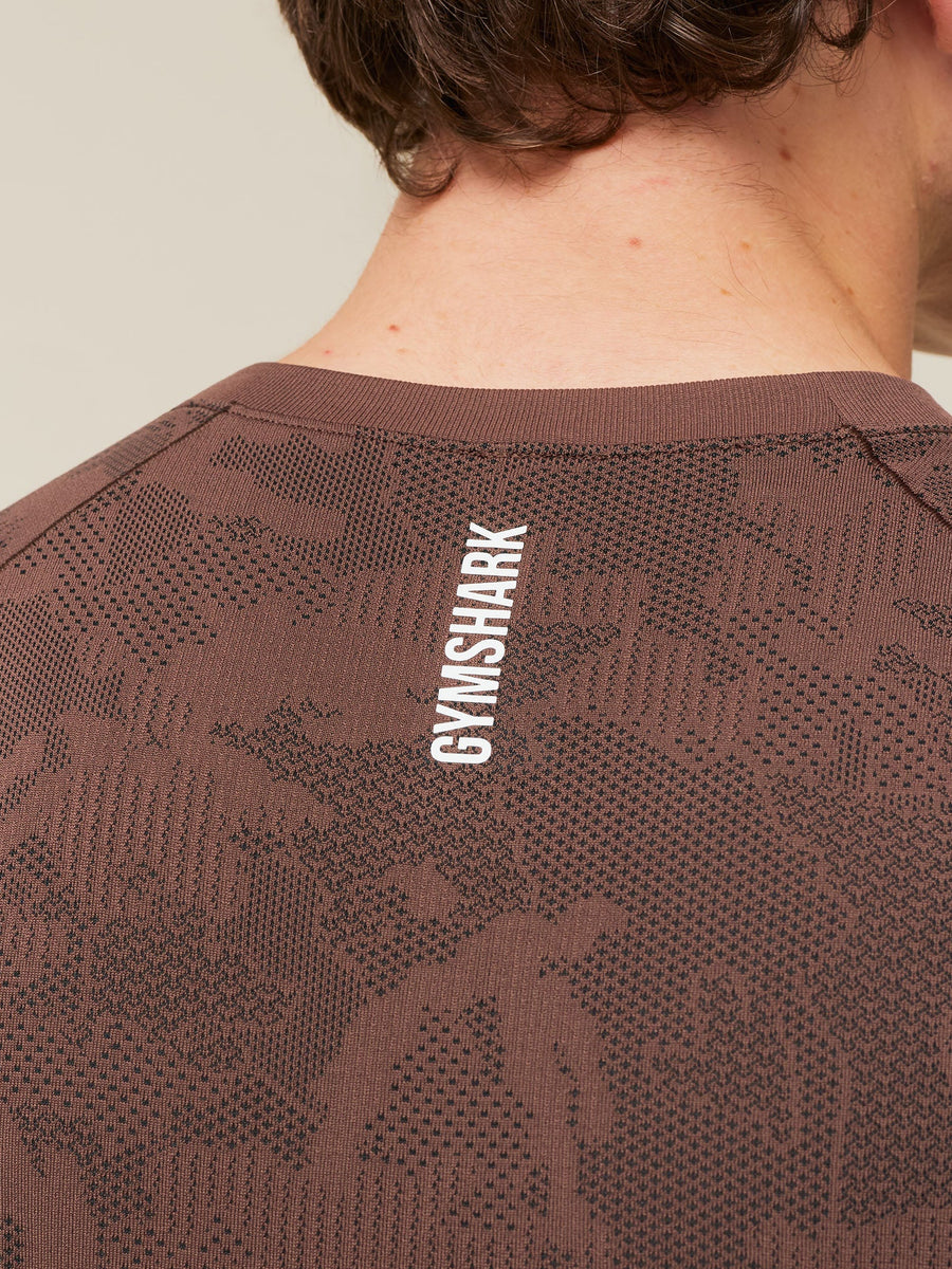 Gymshark Geo Seamless T-Shirt — Espresso Brown/Black — 5