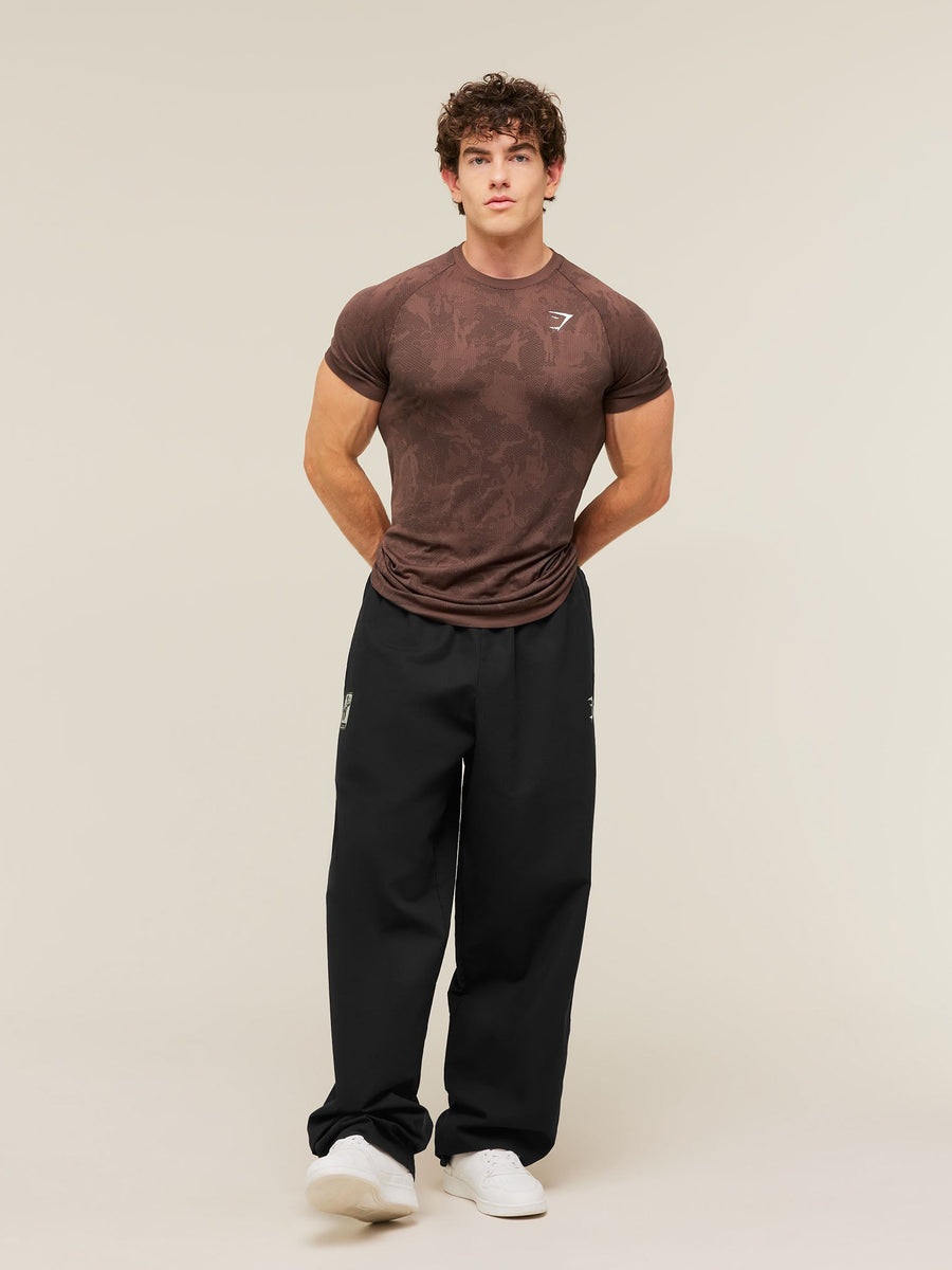 Gymshark Geo Seamless T-Shirt — Espresso Brown/Black — 6