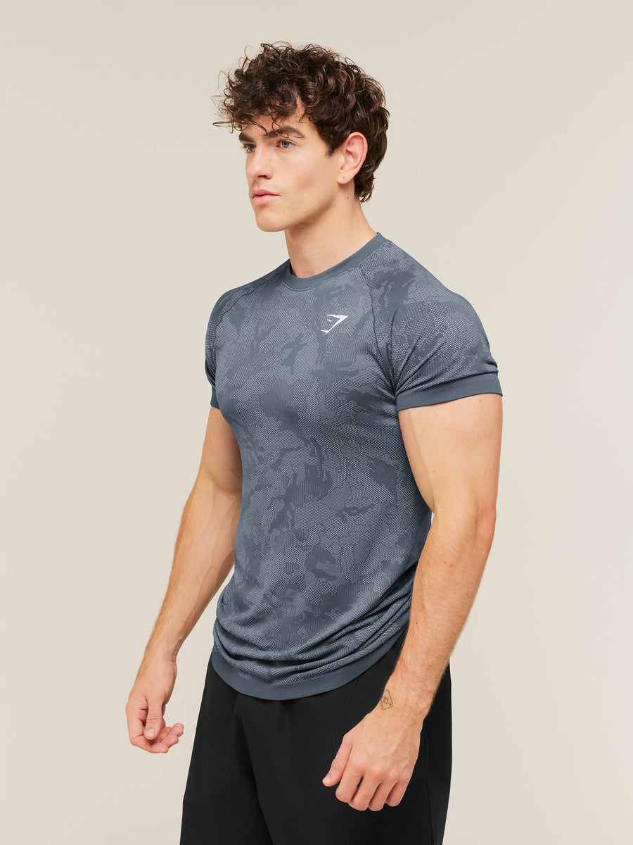 Gymshark Geo Seamless T-Shirt — Shadow Blue/Tranquil Blue — 3