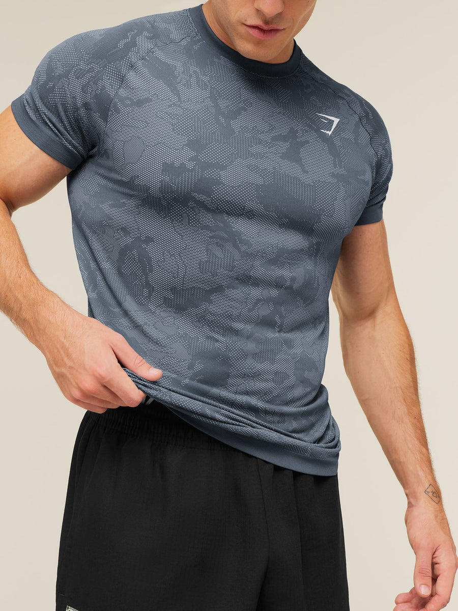 Gymshark Geo Seamless T-Shirt — Shadow Blue/Tranquil Blue — 4