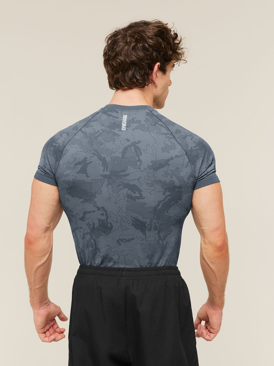 Gymshark Geo Seamless T-Shirt — Shadow Blue/Tranquil Blue — 2