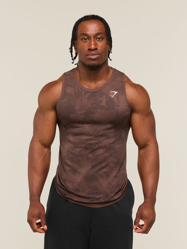 Gymshark Geo Seamless Tank — Espresso Brown/Black