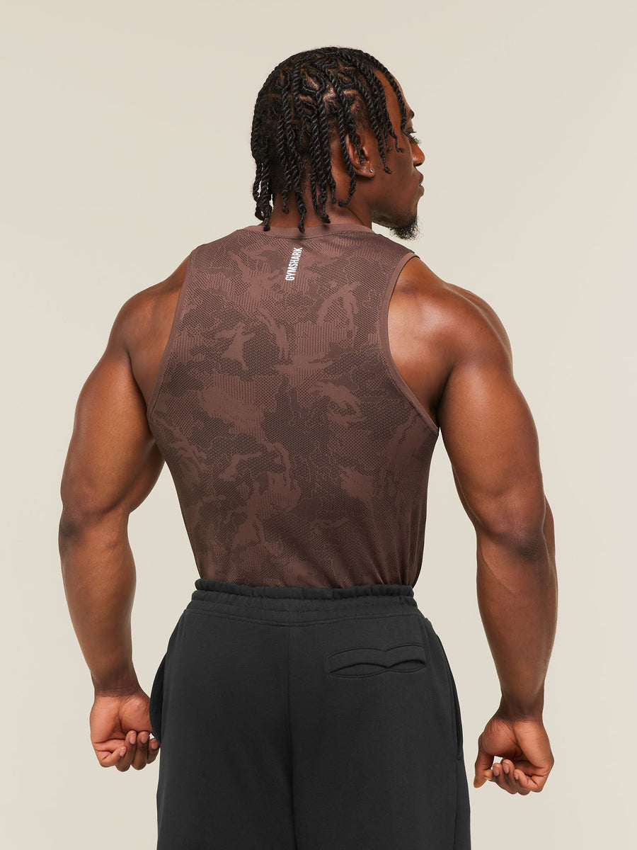 Gymshark Geo Seamless Tank — Espresso Brown/Black — 2