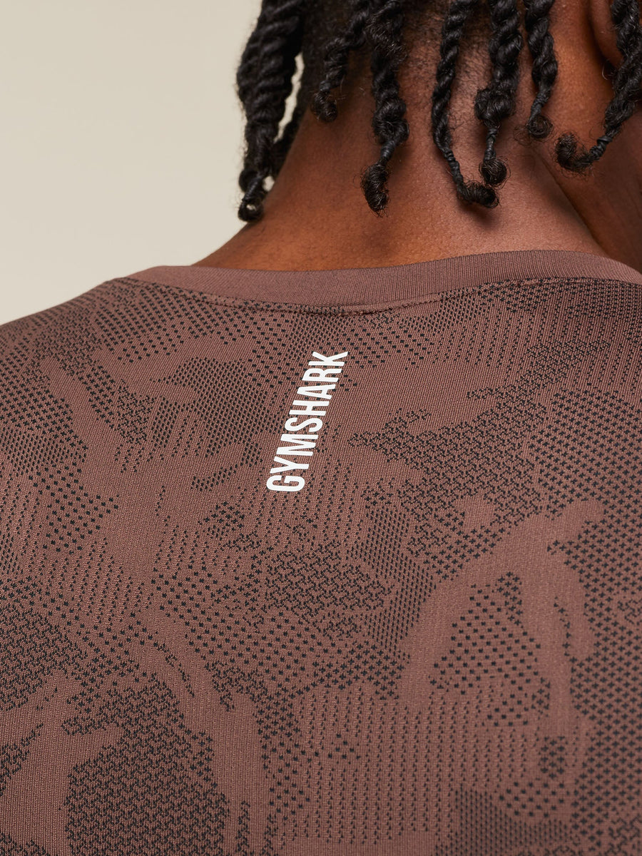 Gymshark Geo Seamless Tank — Espresso Brown/Black — 6