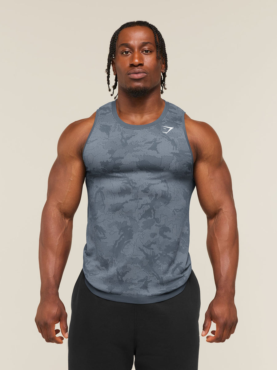 Gymshark Geo Seamless Tank — Shadow Blue/Tranquil Blue — 1