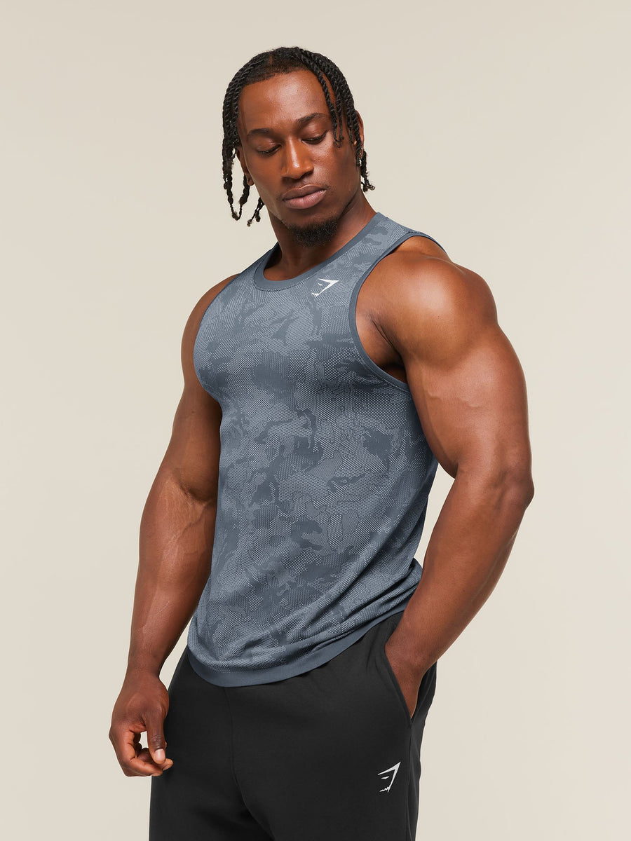 Gymshark Geo Seamless Tank — Shadow Blue/Tranquil Blue — 3