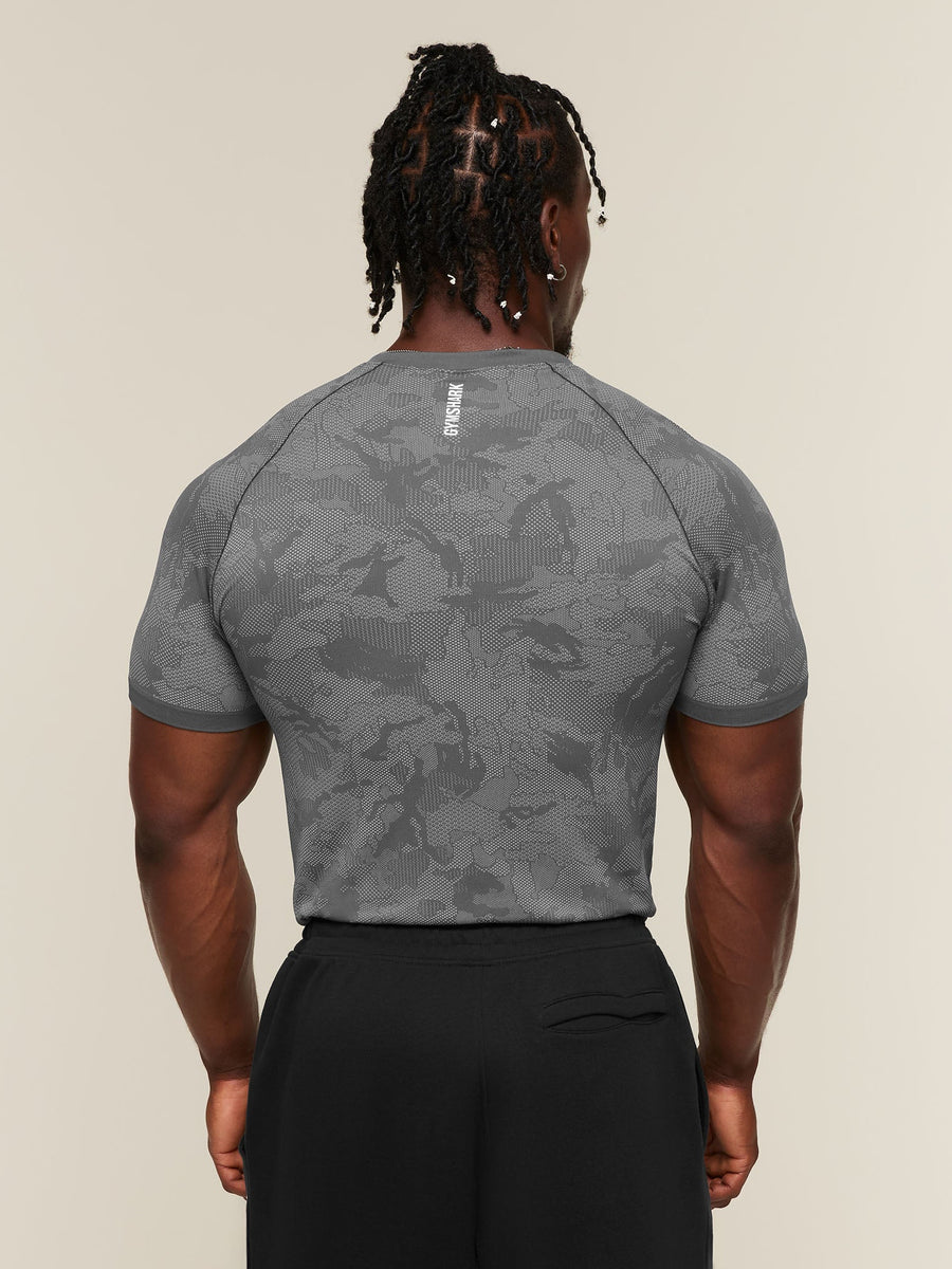 Gymshark Geo Seamless T-Shirt — Dark Grey/Mist Grey — 2