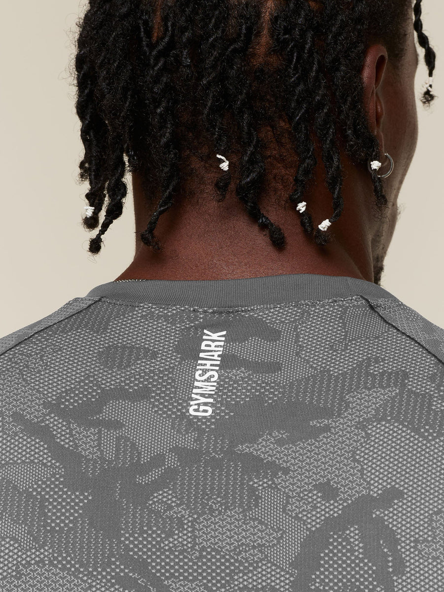 Gymshark Geo Seamless T-Shirt — Dark Grey/Mist Grey — 6
