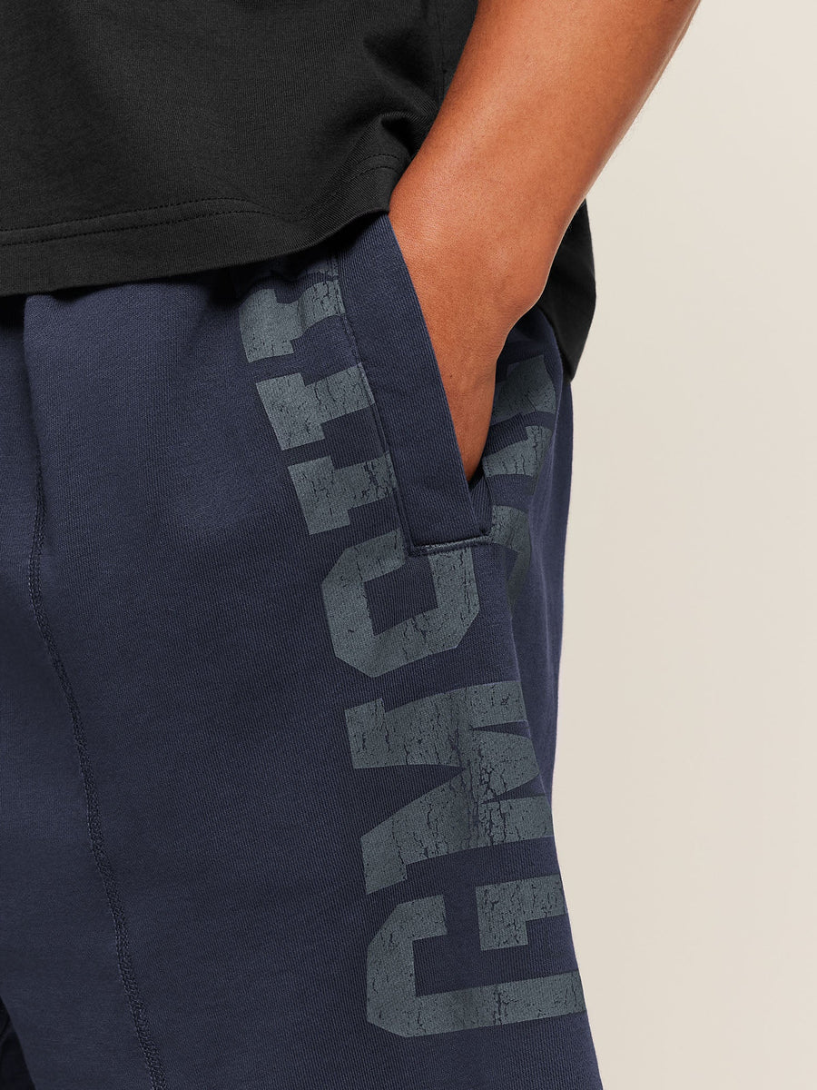Gymshark Accent Graphic Sweat Shorts — Heavy Blue — 5
