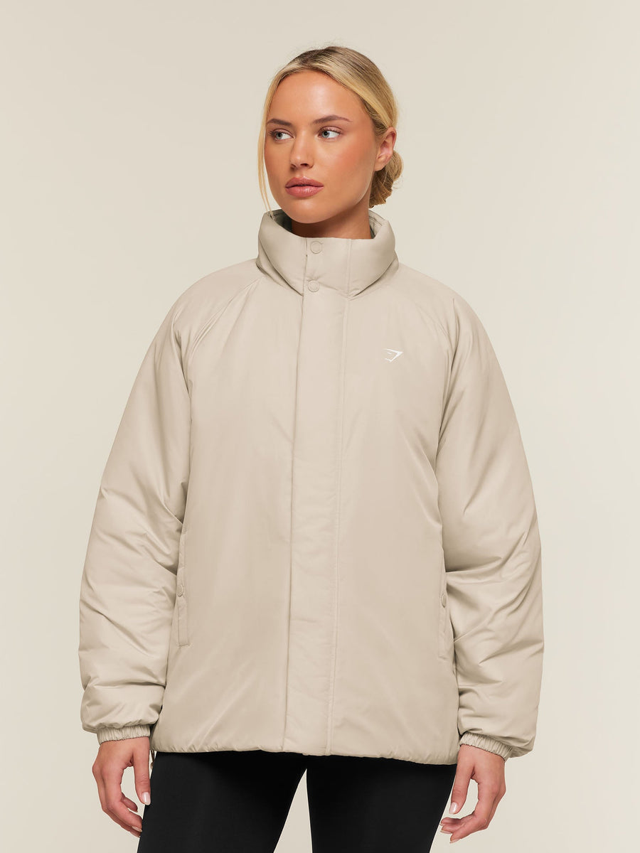 Gymshark Oversized Puffer Jacket — Chalk Beige — 1
