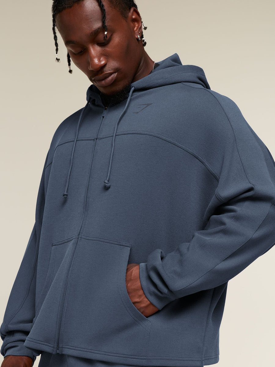 Gymshark x Sam Sulek Zip Through Hoodie — Shadow Blue — 5