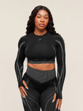 Gymshark x Analis Seamless Long Sleeve Crop Top — Black/Silver Grey — 1