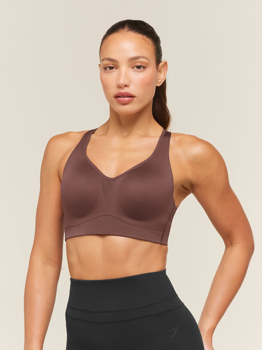 Gymshark High Support V-Neck Sports Bra — Espresso Brown — 1