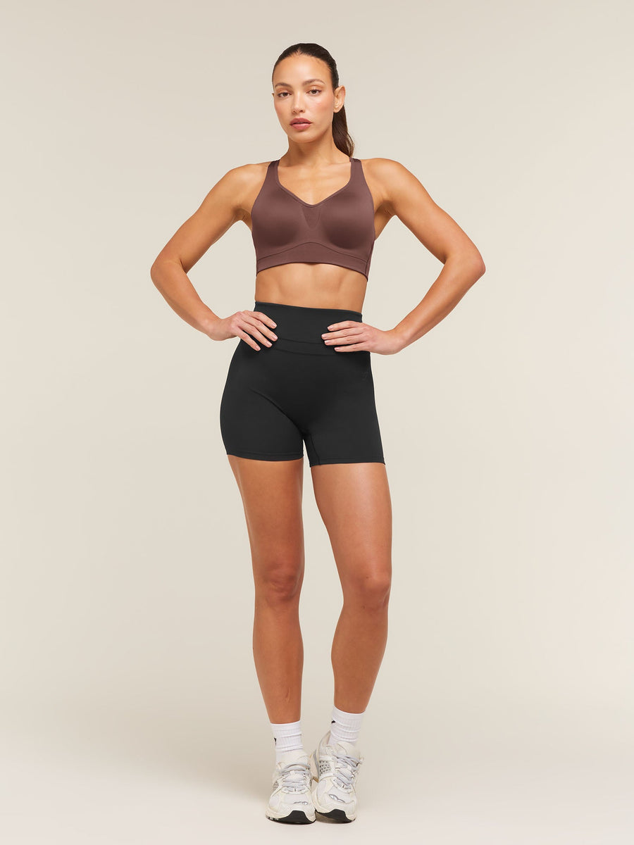 Gymshark High Support V-Neck Sports Bra — Espresso Brown — 4