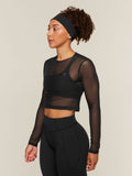 Gymshark Hybrid Mesh Long Sleeve Top — Black — 3