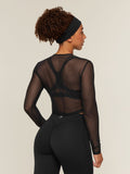 Gymshark Hybrid Mesh Long Sleeve Top — Black — 2