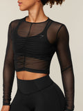 Gymshark Hybrid Mesh Long Sleeve Top — Black — 4