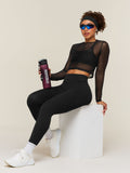 Gymshark Hybrid Mesh Long Sleeve Top — Black — 5