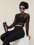 Gymshark Hybrid Mesh Long Sleeve Top — Black — 6