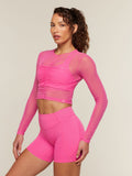 Gymshark Hybrid Mesh Long Sleeve Top — Energy Pink — 5