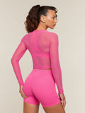 Gymshark Hybrid Mesh Long Sleeve Top — Energy Pink — 4
