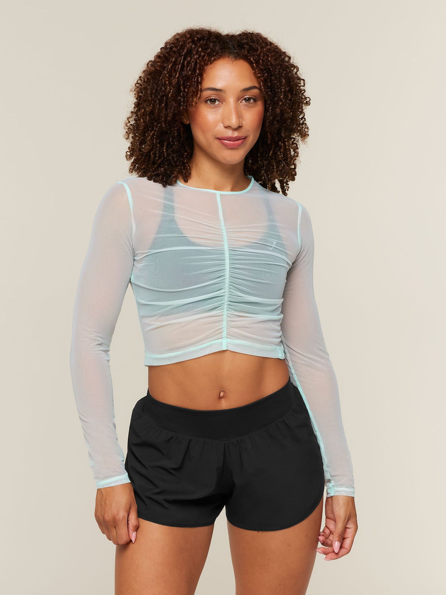 Gymshark Hybrid Mesh Long Sleeve Top — Serene Blue — 1