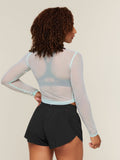 Gymshark Hybrid Mesh Long Sleeve Top — Serene Blue — 2