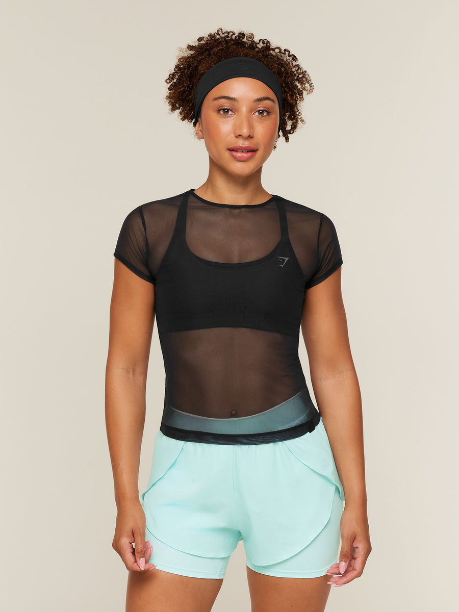 Gymshark Hybrid Mesh T-Shirt — Black — 1
