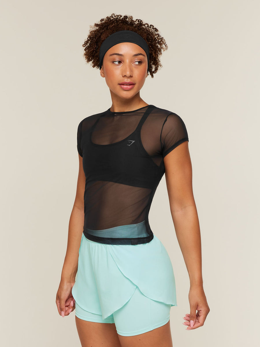 Gymshark Hybrid Mesh T-Shirt — Black — 4