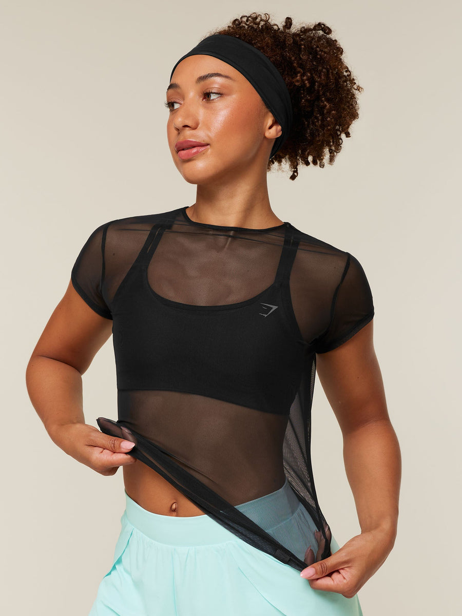 Gymshark Hybrid Mesh T-Shirt — Black — 5
