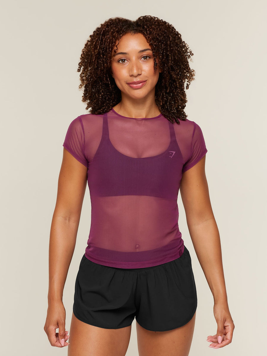 Gymshark Hybrid Mesh T-Shirt — Strength Pink — 1
