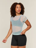 Gymshark Hybrid Mesh T-Shirt — Serene Blue — 3