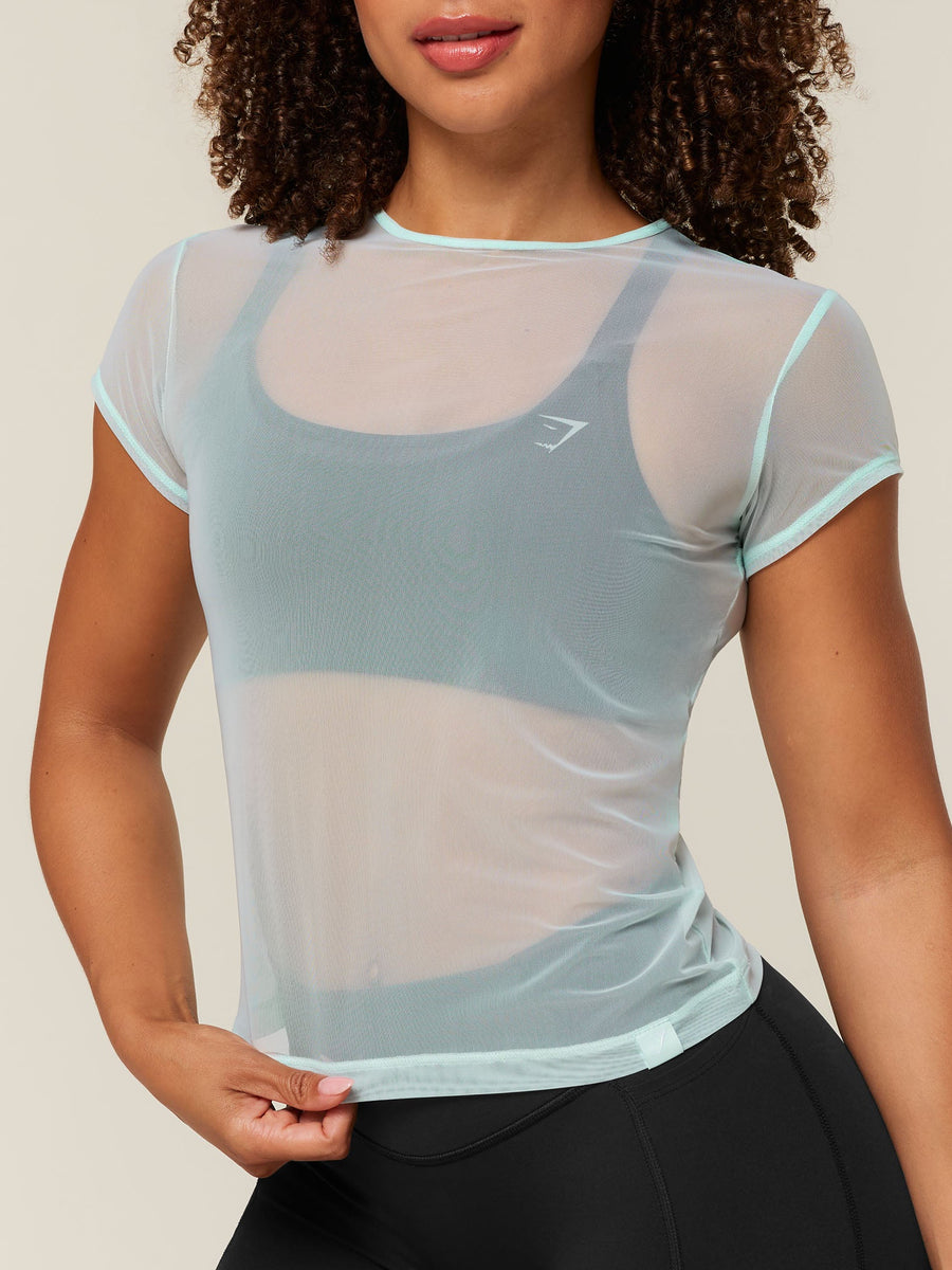 Gymshark Hybrid Mesh T-Shirt — Serene Blue — 5