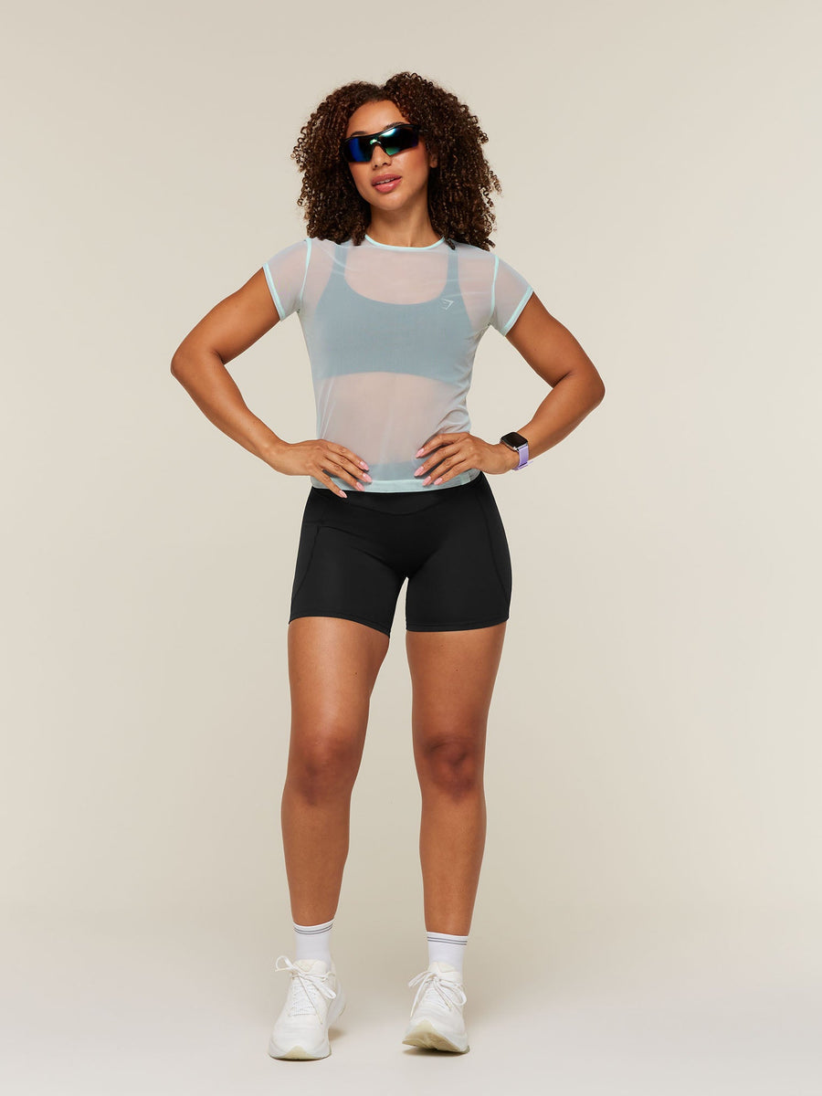 Gymshark Hybrid Mesh T-Shirt — Serene Blue — 4