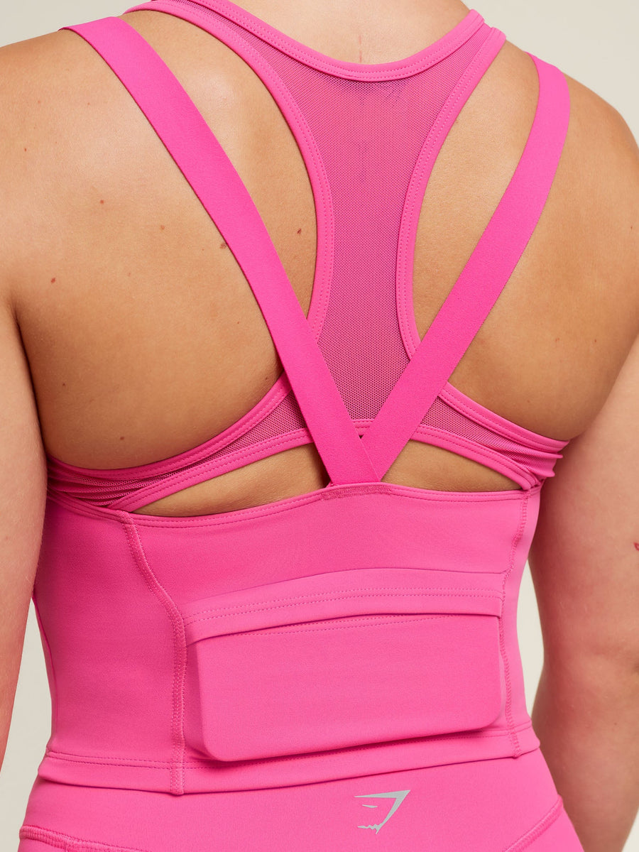 Gymshark Mesh Sleeveless Tank with Shelf — Energy Pink — 8