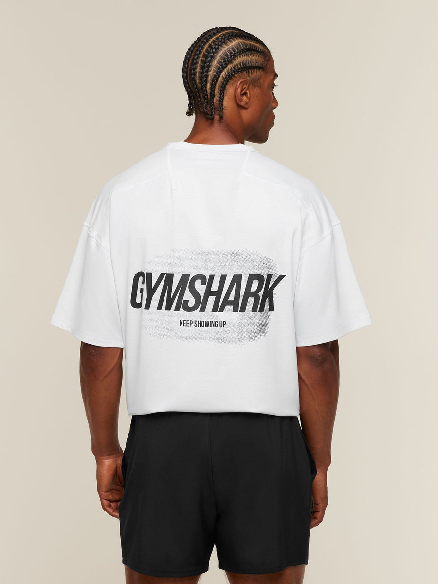 Gymshark Hybrid T-Shirt — White — 1