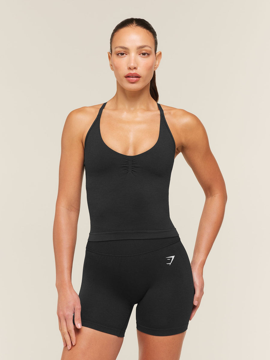 Gymshark Relay Tank with Shelf — Black — 1