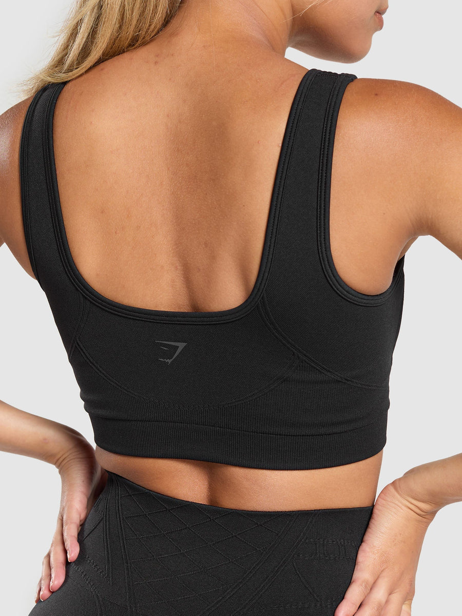 Gymshark Corset Seamless Sports Bra — Black — 6