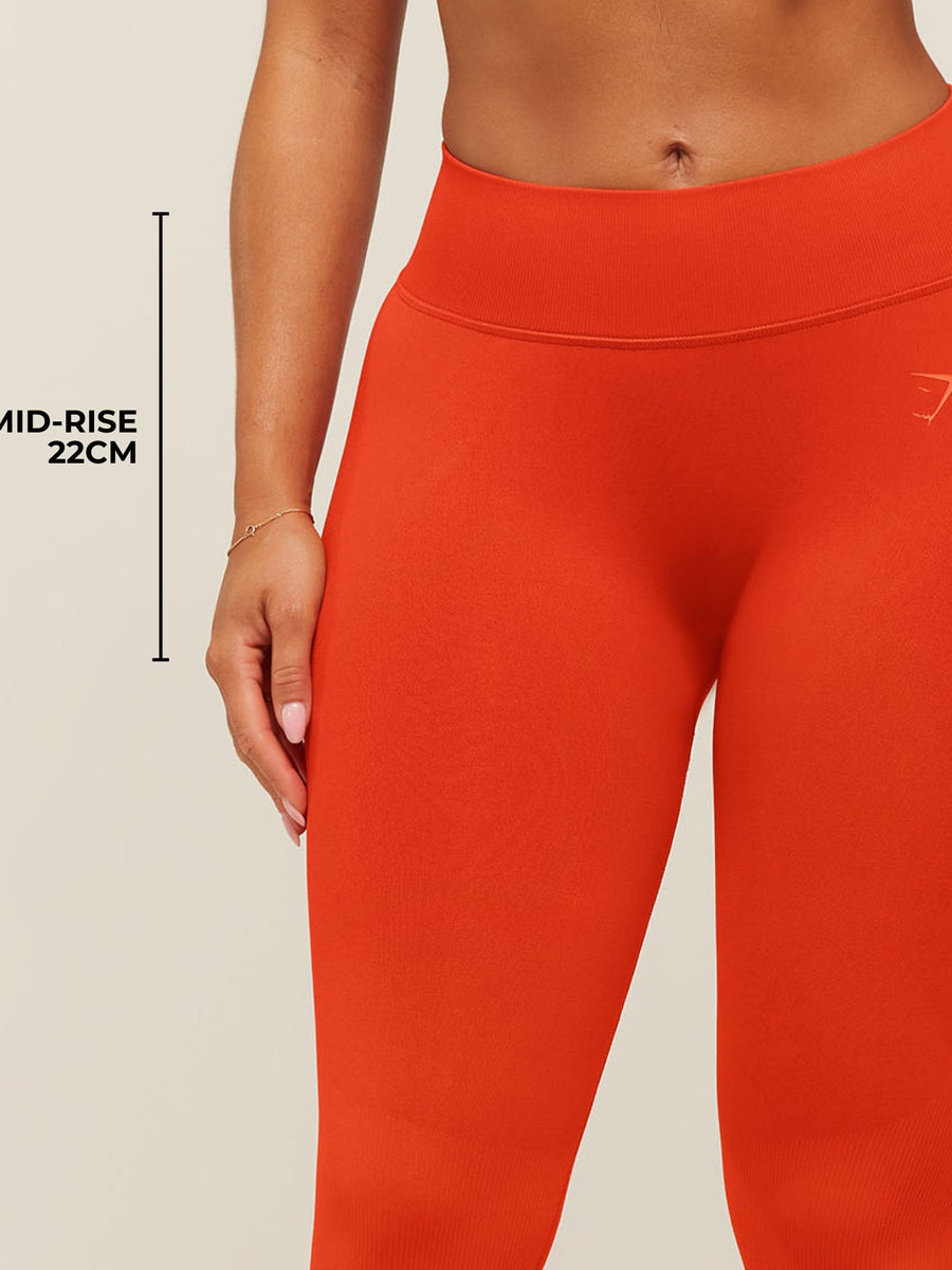 Gymshark Lift Seamless 2.0 Mid-Rise Leggings — Bold Orange — 4