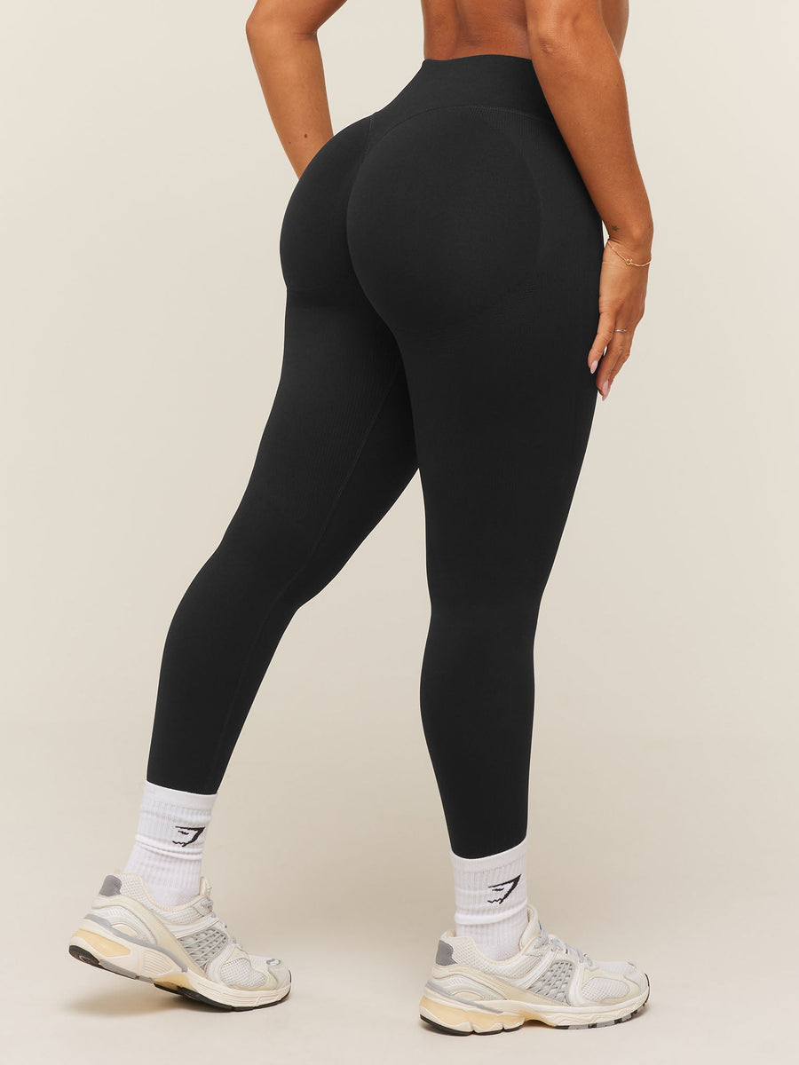 Gymshark Lift Seamless 2.0 Mid-Rise Leggings — Black — 1