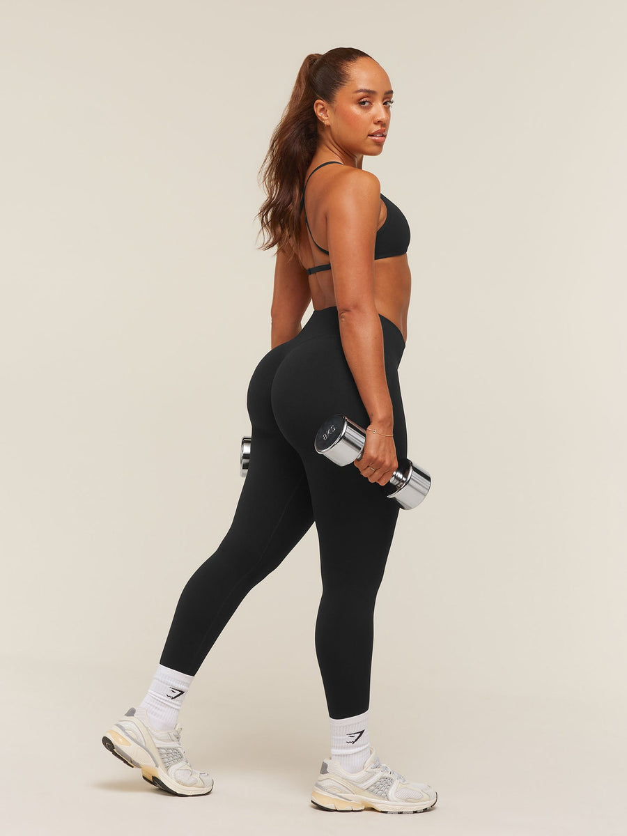 Gymshark Lift Seamless 2.0 Mid-Rise Leggings — Black — 6