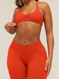 Gymshark Lift Seamless 2.0 Mid-Rise Leggings — Bold Orange — 8
