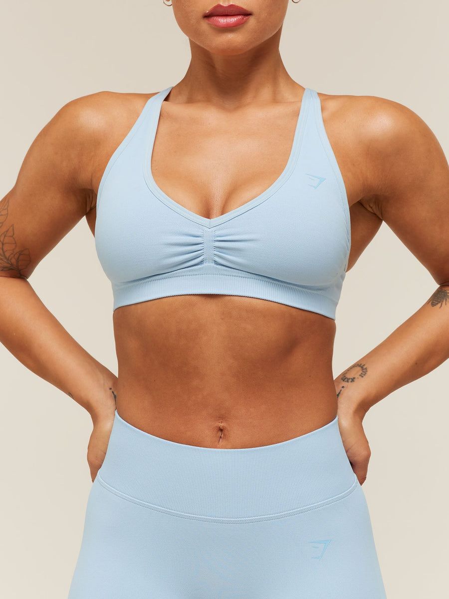 Gymshark Lift Seamless 2.0 Mid-Rise Leggings — Chilled Blue — 8