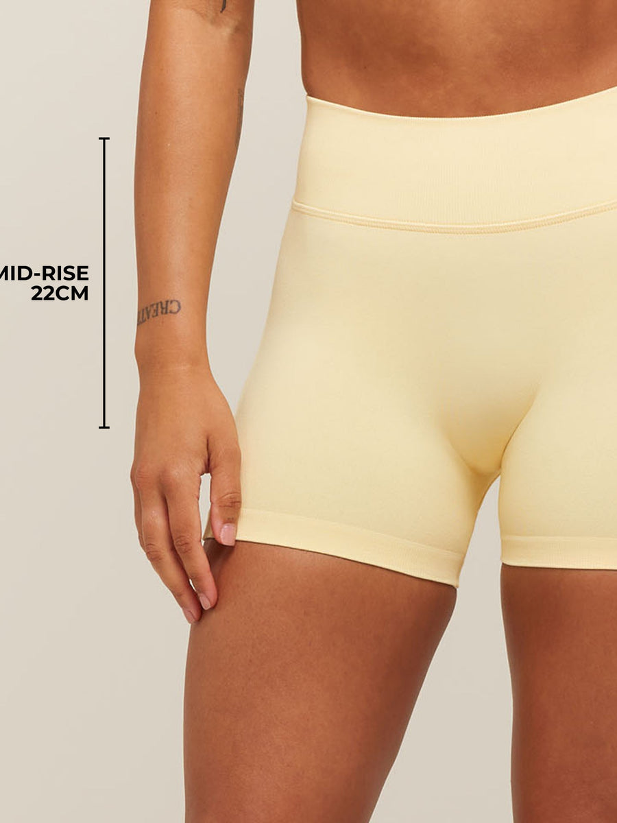 Gymshark Lift Seamless 2.0 Mid-Rise Shorts — Butter Yellow — 4