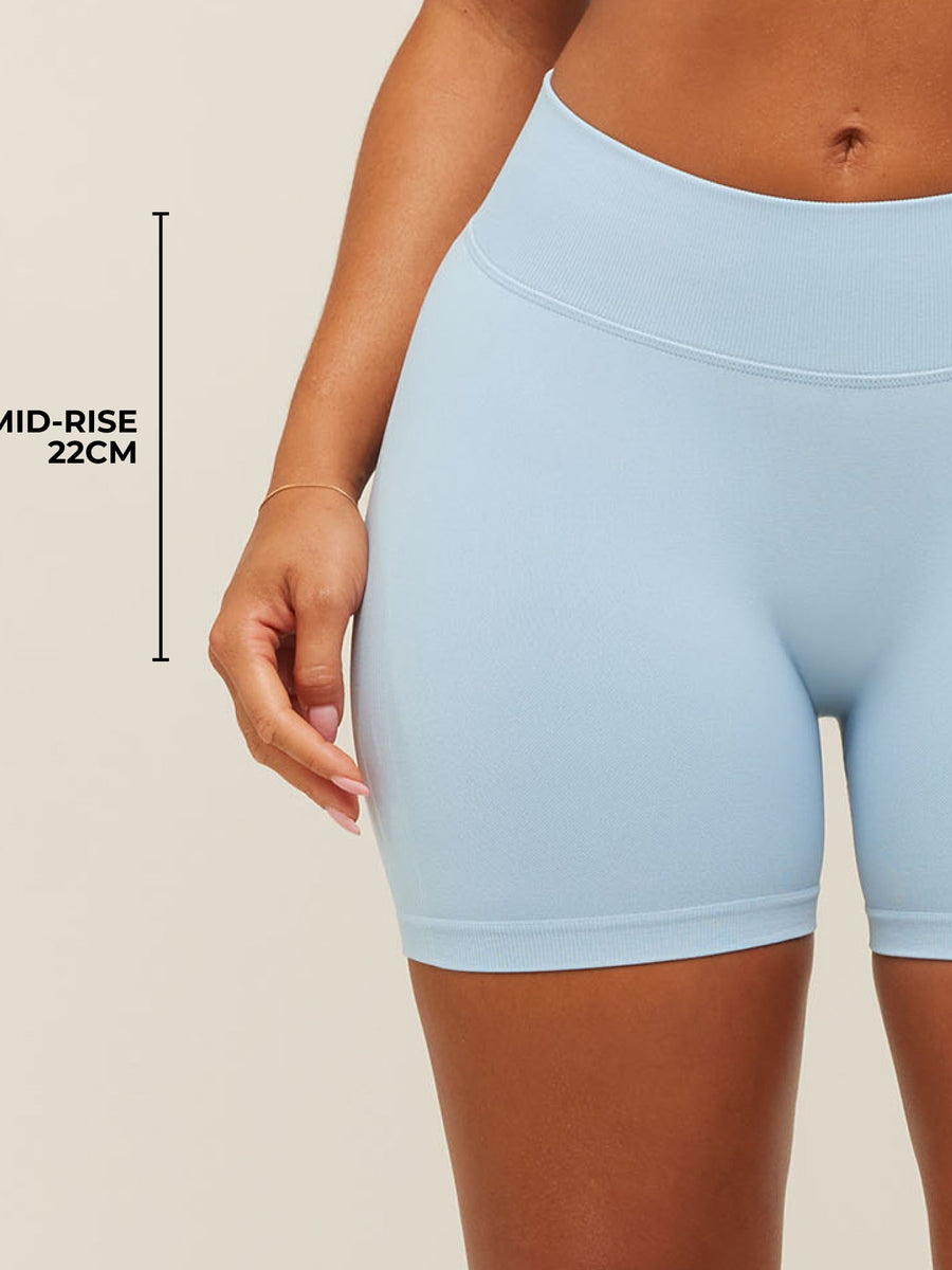 Gymshark Lift Seamless 2.0 Mid-Rise Shorts — Chilled Blue — 4