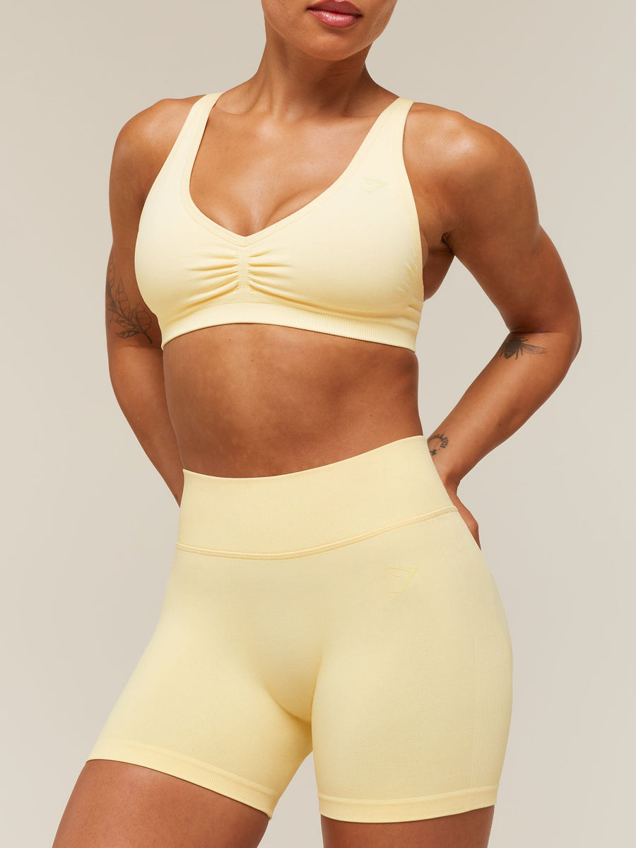 Gymshark Lift Seamless 2.0 Mid-Rise Shorts — Butter Yellow — 7